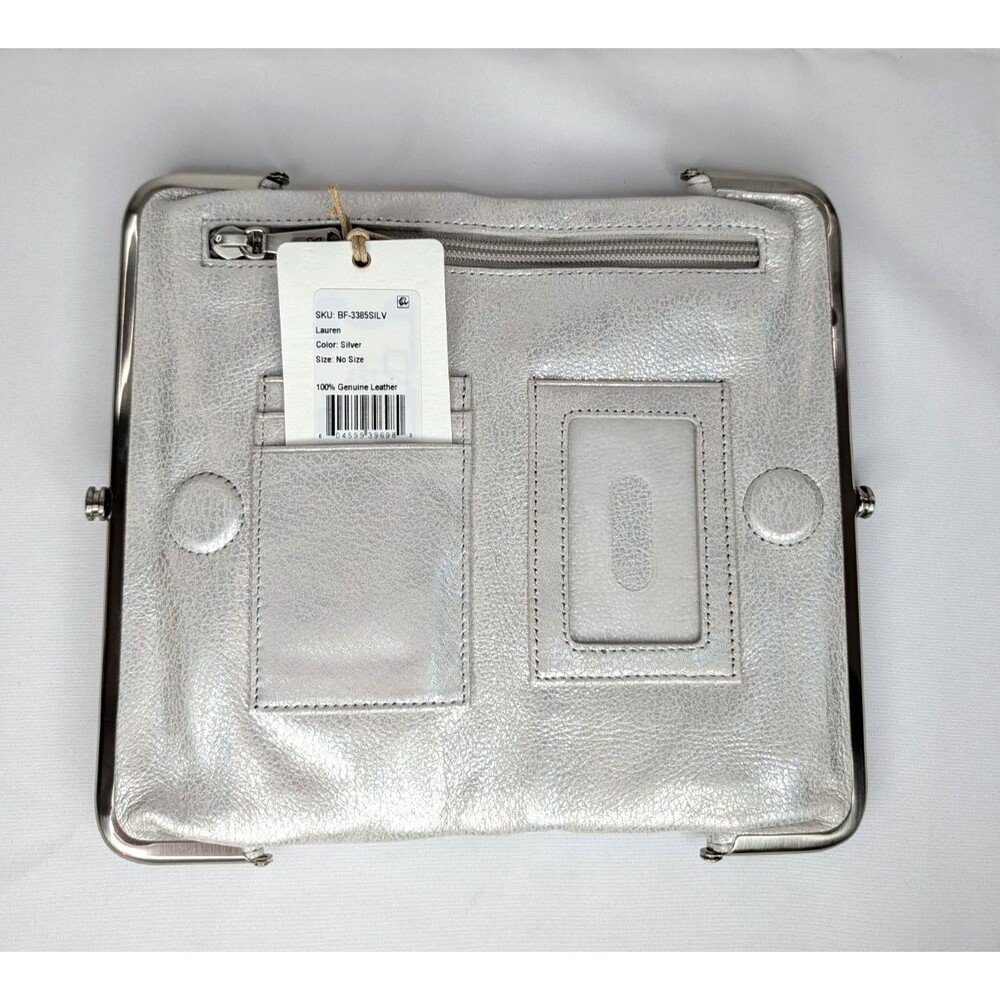 Hobo Lauren Double-Frame Leather Vintage Style Wallet - Silver, NWT - Picture 6 of 9